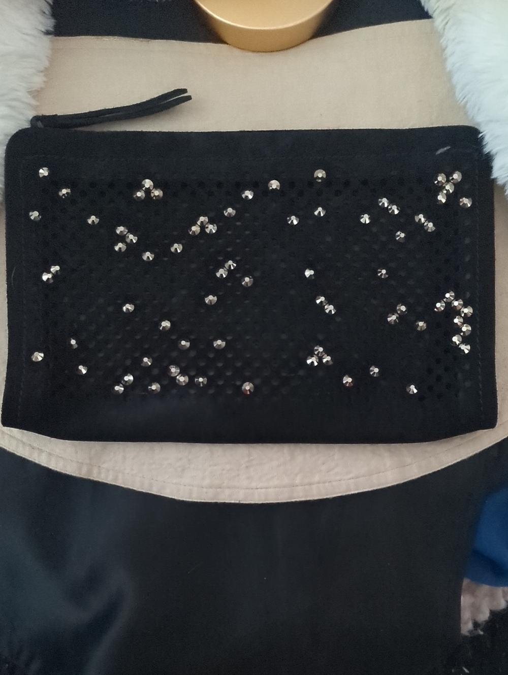 Pedro Garcia Swarovski Crystal Studded Black Clutch Inserts Recommended $250